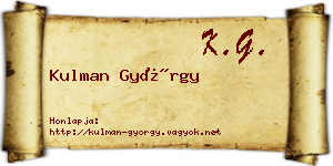 Kulman György névjegykártya